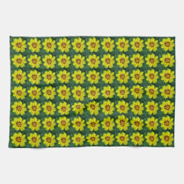 黄銅色共生花模様 キッチンタオル