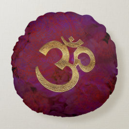 黄銅omの紫色の円形の枕ヨガの黙想インド ラウンドクッション