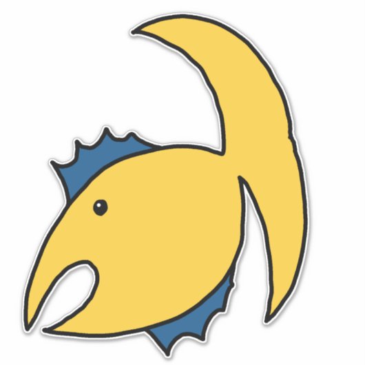 黄青お洒落魚 シール (正面)