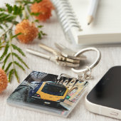 黄青の列車はヨーク駅 キーホルダー (正面右)