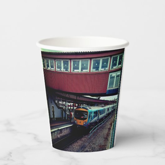 黄青の列車 紙コップ (裏面)