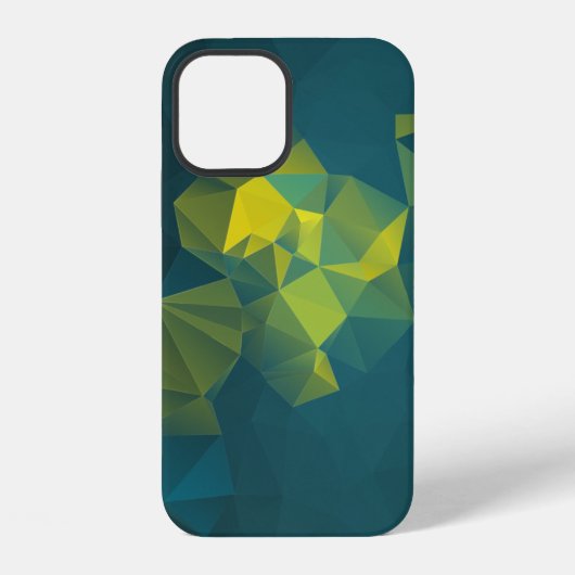 黄青の抽象芸術角錐パターン iPhoneケース (裏面)