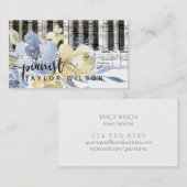 黄青の水色フローラピアニスト 名刺 (正面/裏面)