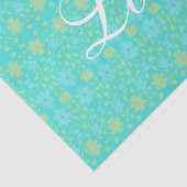 黄青の花柄 薄葉紙 (詳細)