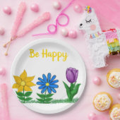 黄青紫色の庭の花 ペーパープレート (パーティー)