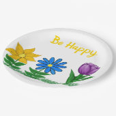 黄青紫色の庭の花 ペーパープレート (アングル)