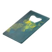 黄青色の抽象芸術幾何角錐パターン クレジットカード栓抜き (裏面アングル)