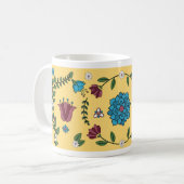 黄魅力的色とフローラフォークアートマグ コーヒーマグカップ (正面左)