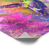 黄鮮やか紫フローラハミングバードアート ポスター (角)