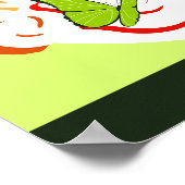 黄鮮やか緑の蝶とオレンジブーケ ポスター (角)