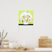 黄鮮やか緑の蝶とオレンジブーケ ポスター (キッチン)