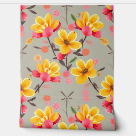 黄鮮やか色とピンクのフローラファンタジー 壁紙