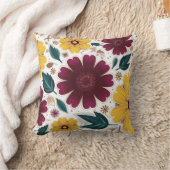 黄鮮やか色とブルゴーニュフローラ クッション (ブランケット)