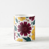 黄鮮やか色とブルゴーニュフローラ コーヒーマグカップ (中央)