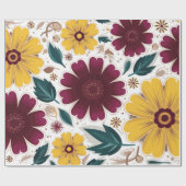 黄鮮やか色とブルゴーニュフローラ ラッピングペーパー (フラット)