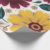 黄鮮やか色とブルゴーニュフローラ ラッピングペーパー (角)