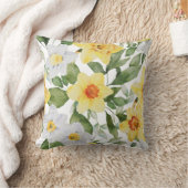 黄鮮やか色と白の水仙フローラ クッション (ブランケット)