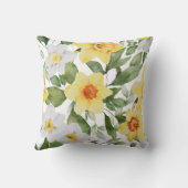 黄鮮やか色と白の水仙フローラ クッション (裏面)