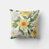 黄鮮やか色と白の水仙フローラ クッション (正面)