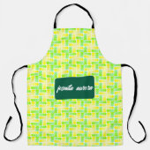 黄鮮やか色と緑の幾何学的クロスパターン エプロン (正面)