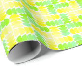 黄鮮やか色と緑の幾何学的クロスパターン ラッピングペーパー (ロールコーナー)