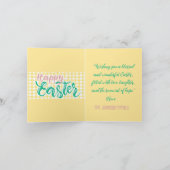 黄鮮やか色のバックグラウンドカードのハッピーイースター ノートカード (内部)