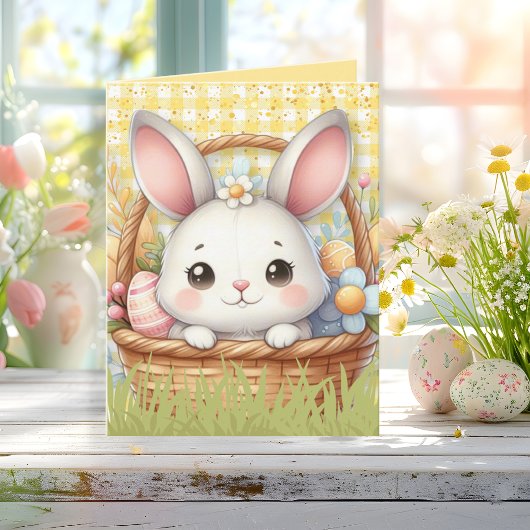 黄鮮やか色のバックグラウンドカードのハッピーイースター ノートカード