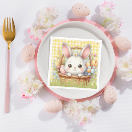 黄鮮やか色の背景のハッピーイースター スタンダードカクテルナプキン