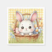 黄鮮やか色の背景のハッピーイースター スタンダードカクテルナプキン (正面)