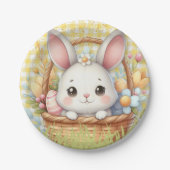 黄鮮やか色の背景のハッピーイースター ペーパープレート (正面)