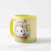 黄鮮やか色の背景のハッピーイースター マグカップ (正面左)