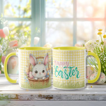 黄鮮やか色の背景のハッピーイースター