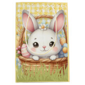 黄鮮やか色の背景のハッピーイースター ミディアムペーパーバッグ (正面)