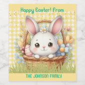 黄鮮やか色の背景のハッピーイースター ワインラベル (シングルラベル)