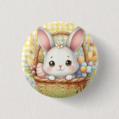 黄鮮やか色の背景のハッピーイースター 缶バッジ (正面)