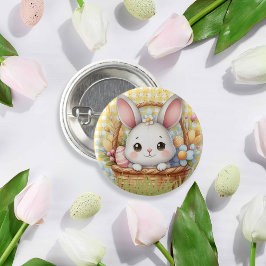 黄鮮やか色の背景のハッピーイースター 缶バッジ