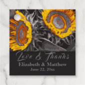 黄鮮やか色ひまわり炭抽象芸術アート フェイバータグ (正面)