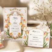 黄鮮やか色フローラ結婚詳細カード