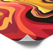 黄鮮やか色、オレンジ色、および赤抽象芸術の流れ ポスター (角)