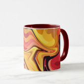 黄鮮やか色、オレンジ色、および赤抽象芸術の流れ マグカップ (正面右)