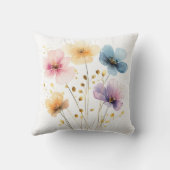 黄鮮やか色、青、ピンク色の水色フローラ クッション (裏面)