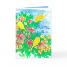 黄鳥水彩花母の日