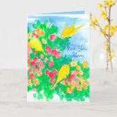 黄鳥水彩花母の日 カード (黄色い花)