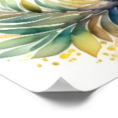 黄鳥絵画の水色1:1 ポスター (角)