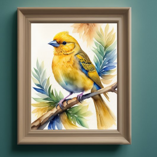 黄鳥絵画の水色5:4 ポスター
