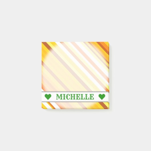 黄、オレンジ、白の夕日-刺激を受けたストライプ ポストイット (正面)