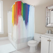 黄、オレンジ、赤、緑、青の抽象芸術痛 シャワーカーテン (インサイチュ)