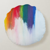 黄、オレンジ、赤、緑、青の抽象芸術痛 ラウンドクッション (裏面)