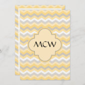 黄/灰色山形ジグザグ 招待状 (正面/裏面)