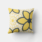 黄、白、木炭のモダンフローラ クッション (裏面)